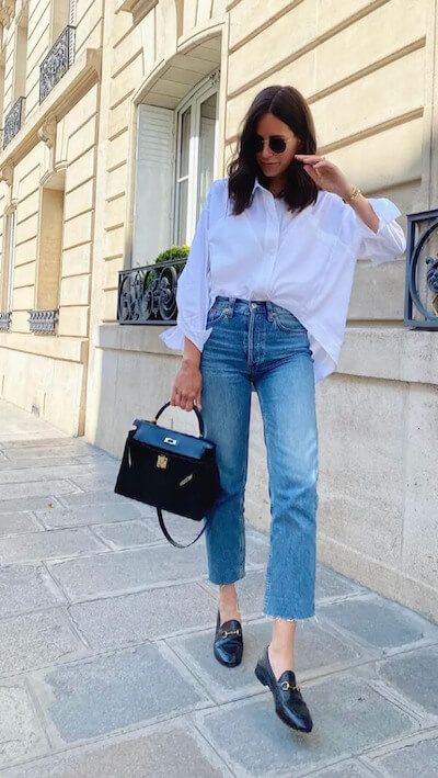 accessorizing a white button up shirt outfit.