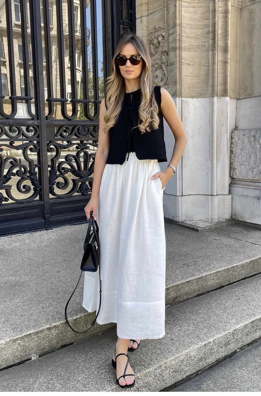 accessorizing your white linen skirt outfits