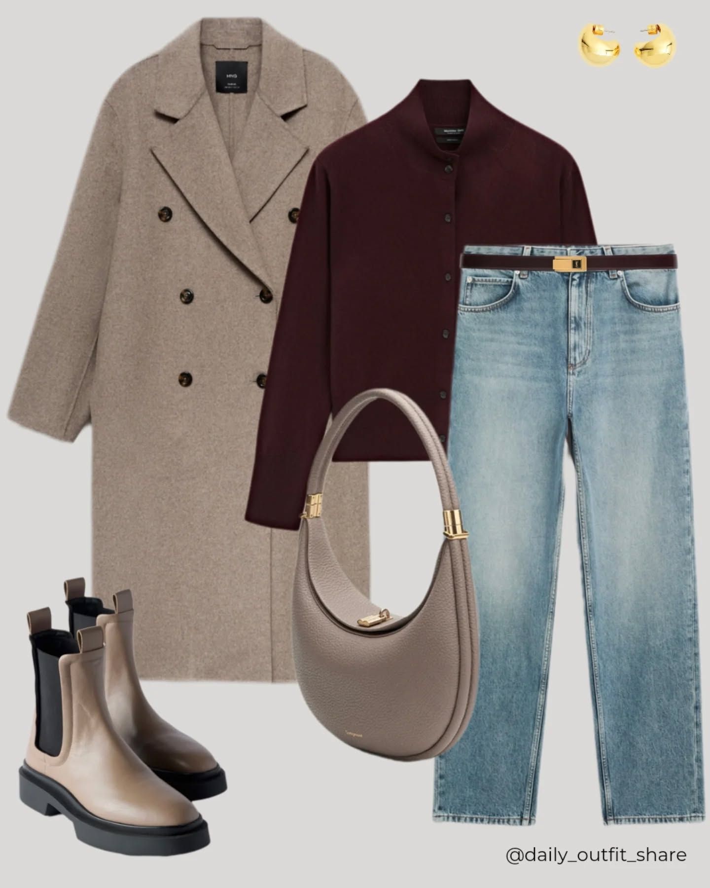 autumn looks featuring burgundy ankle boots