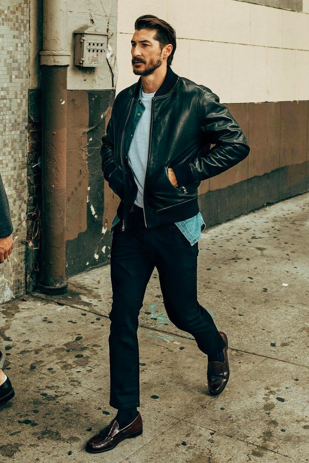 best mens leather jacket outfit inspiration