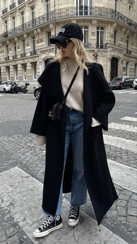 black coat outfit ideas 0010