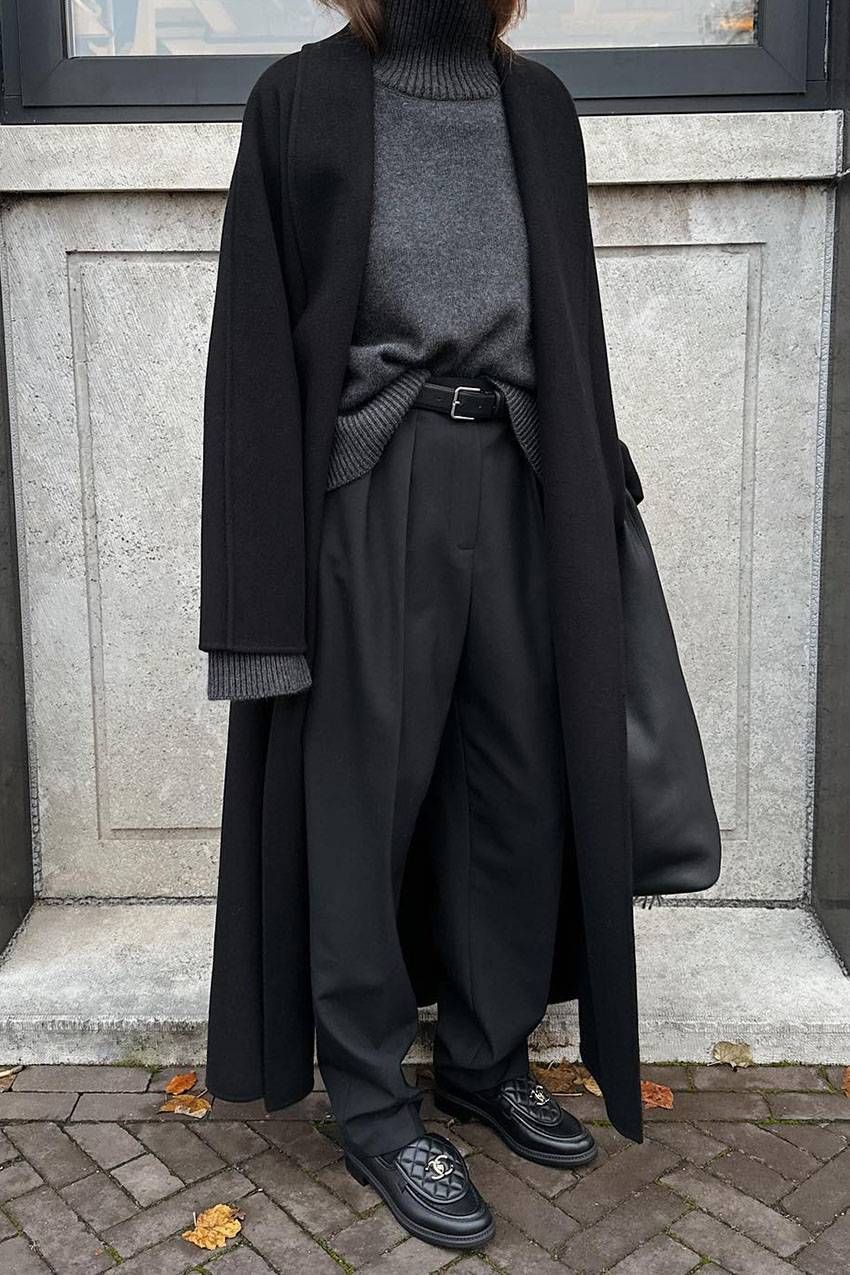 black coat outfit ideas 0013