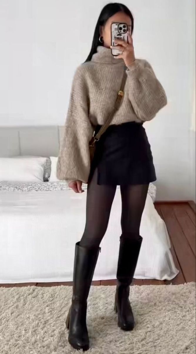 black coat outfit ideas 0014