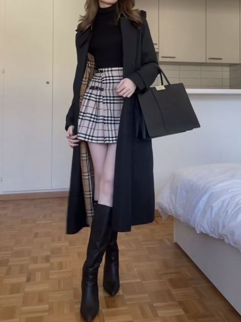 black coat outfit ideas 0015