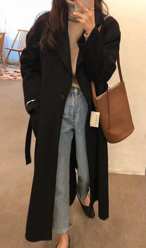 black coat outfit ideas 0029