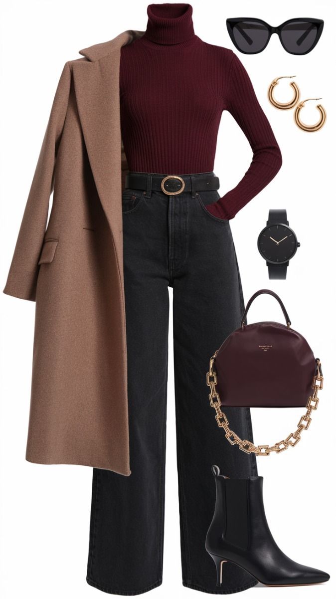 black coat outfit ideas 0049