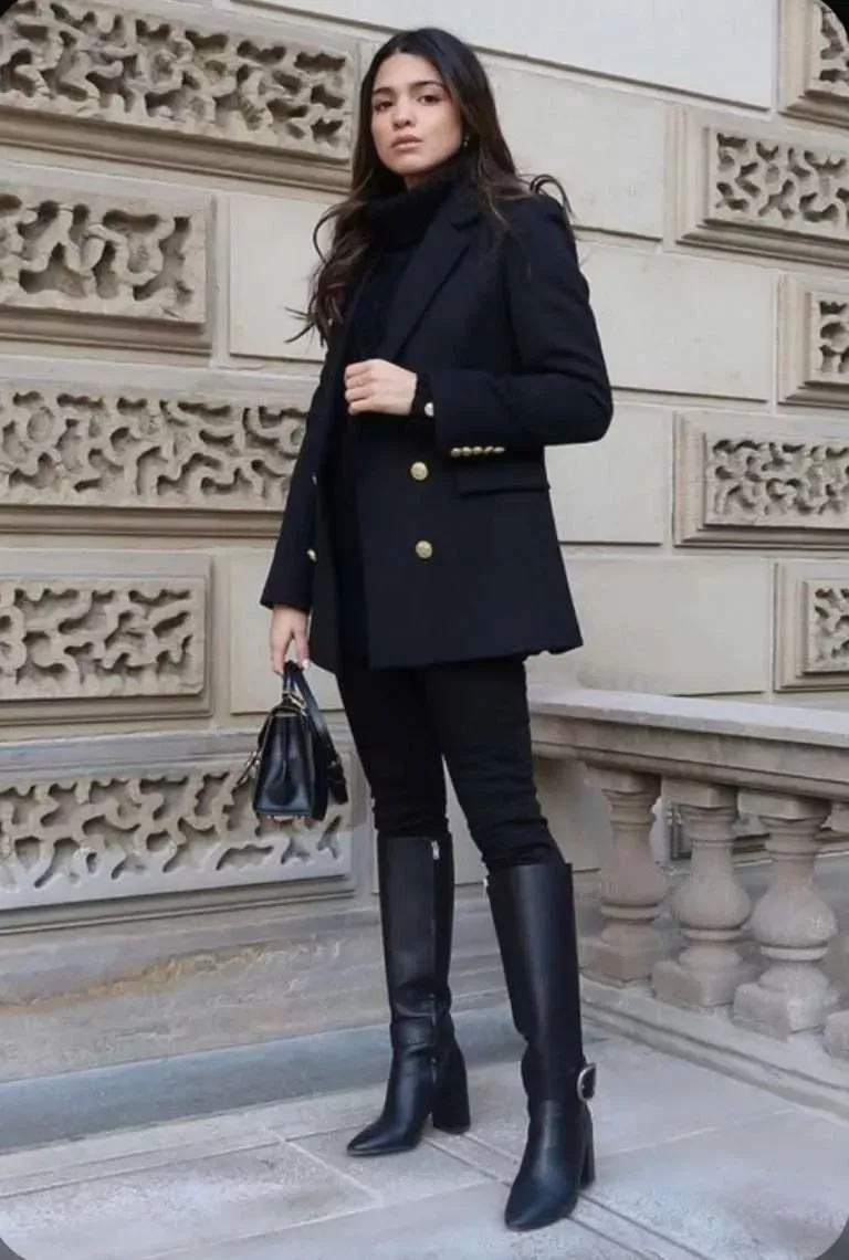 black coat outfit ideas 0086