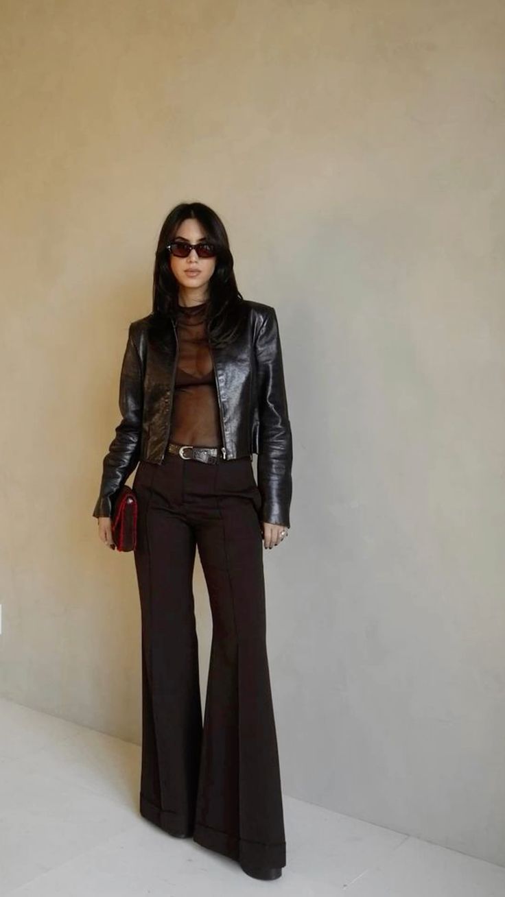 black leather pants outfit ideas 0012