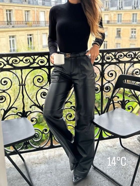 black leather pants outfit ideas 0016