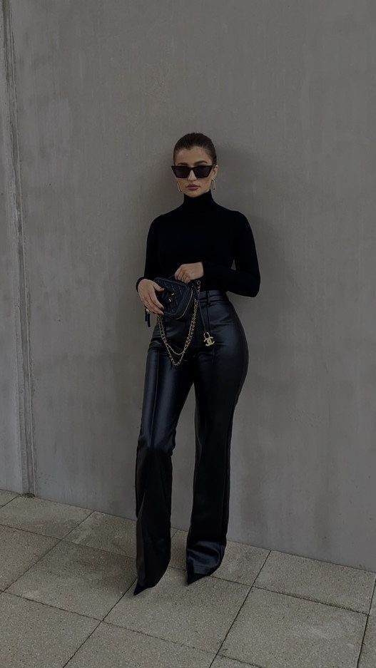 black leather pants outfit ideas 0020