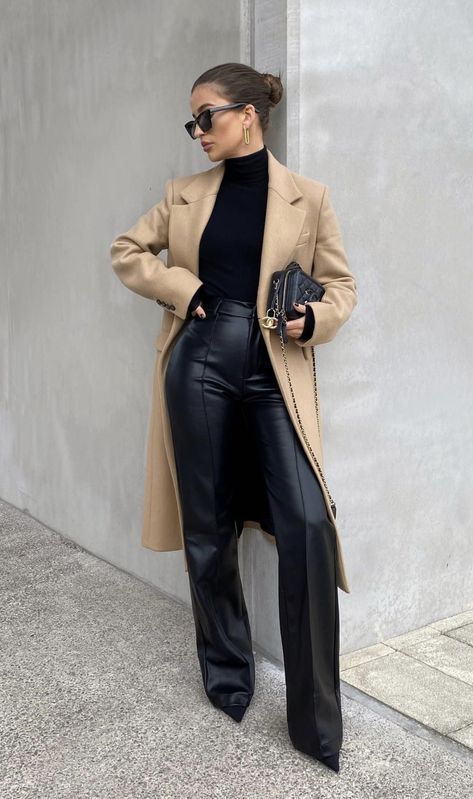 black leather pants outfit ideas 0047