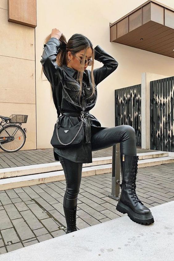 black leather pants outfit ideas 0050