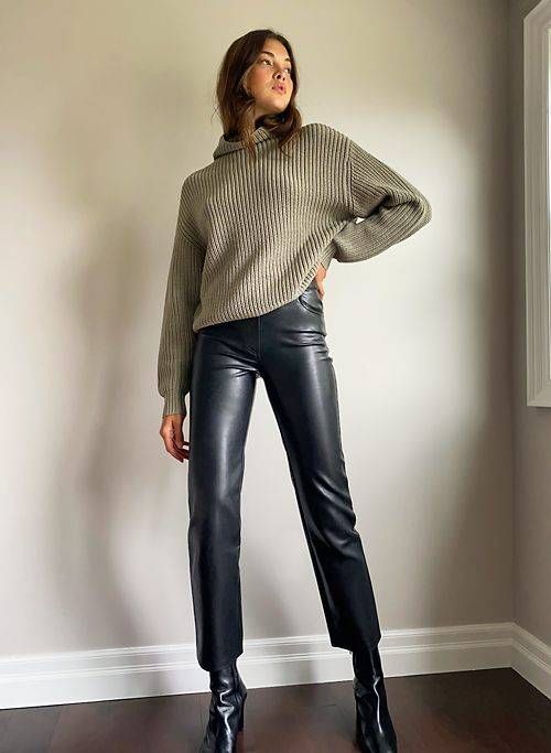 black leather pants outfit ideas 0059