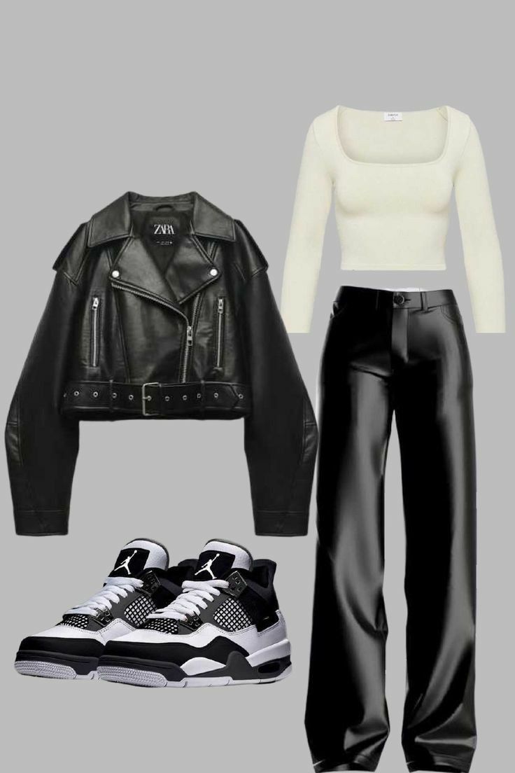 black leather pants outfit ideas 0060