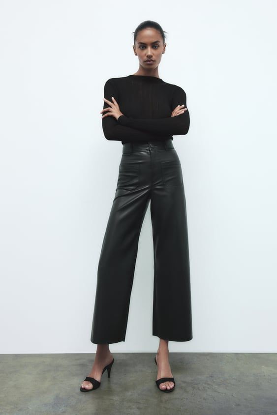 black leather pants outfit ideas 0083