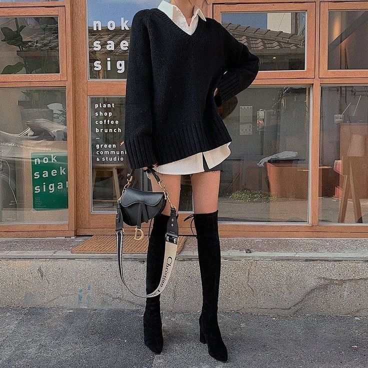 black long boots outfit ideas 0011