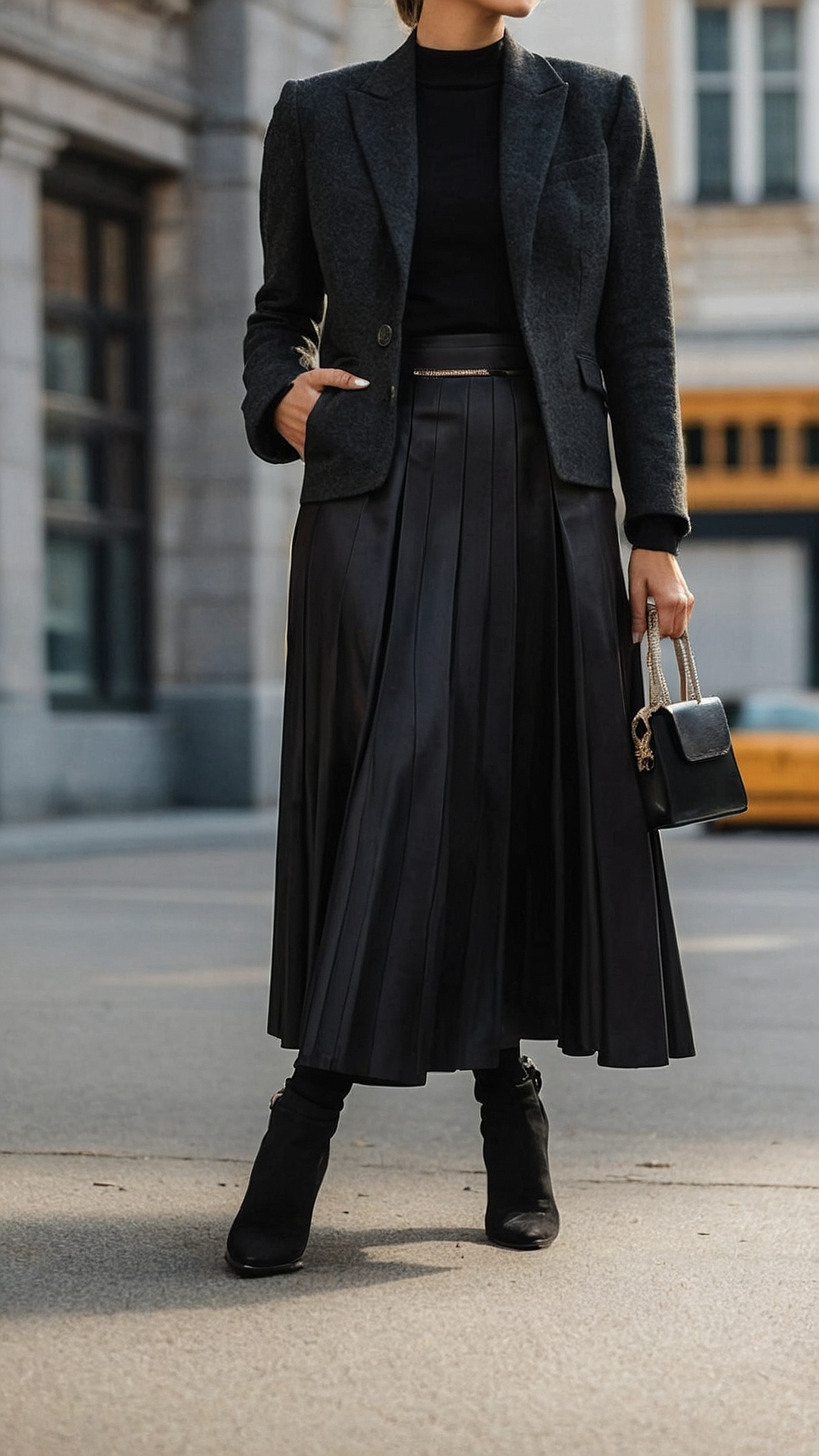 black pleated skirt outfit ideas 0043