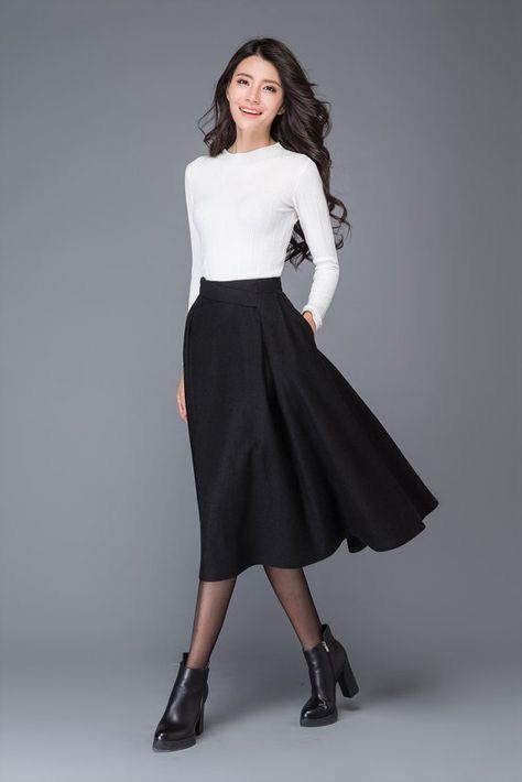 black pleated skirt outfit ideas 0074