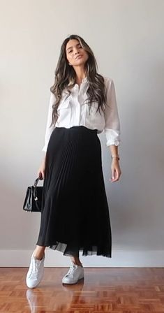 black pleated skirt outfit ideas 0086