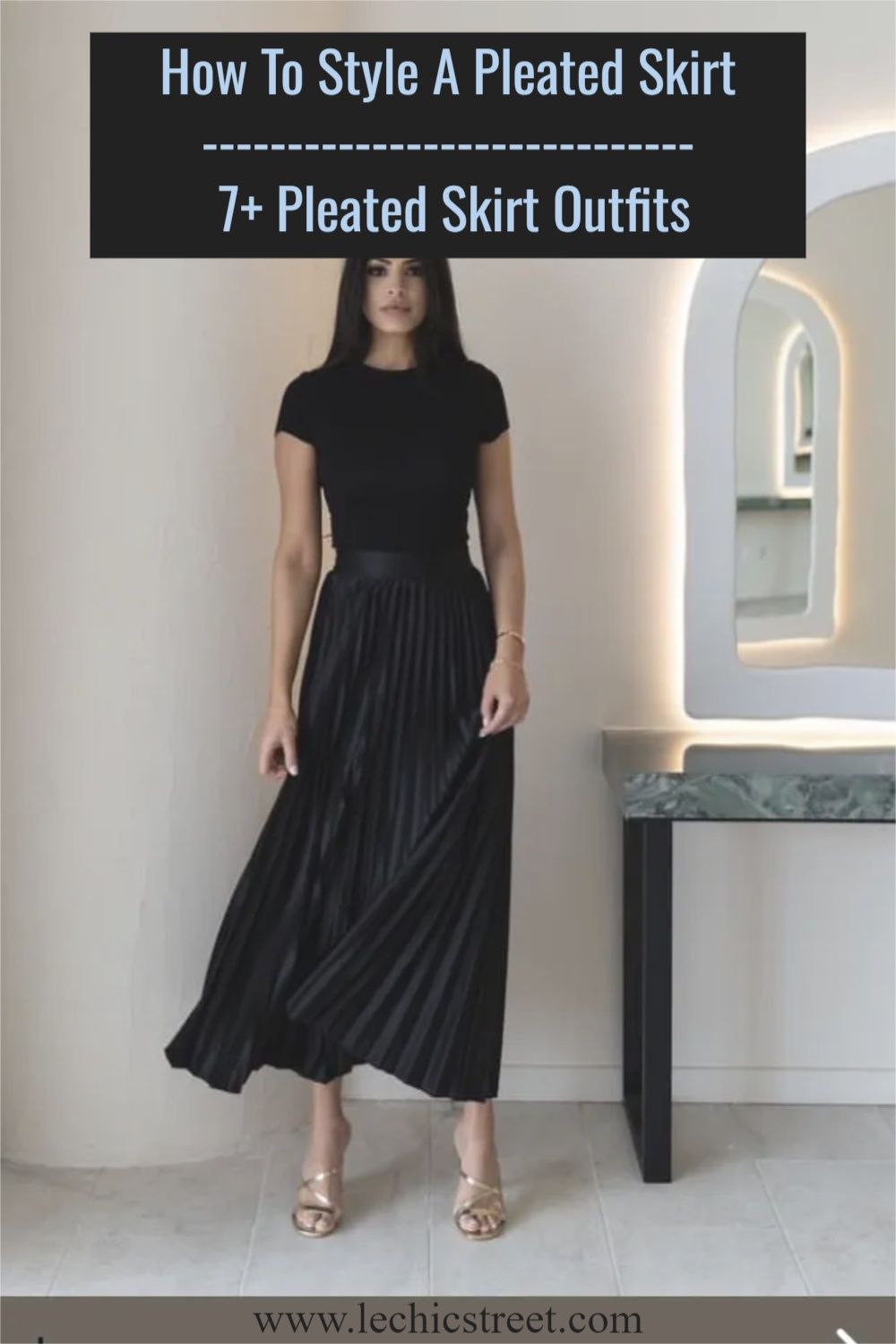 black pleated skirt outfit ideas 0091