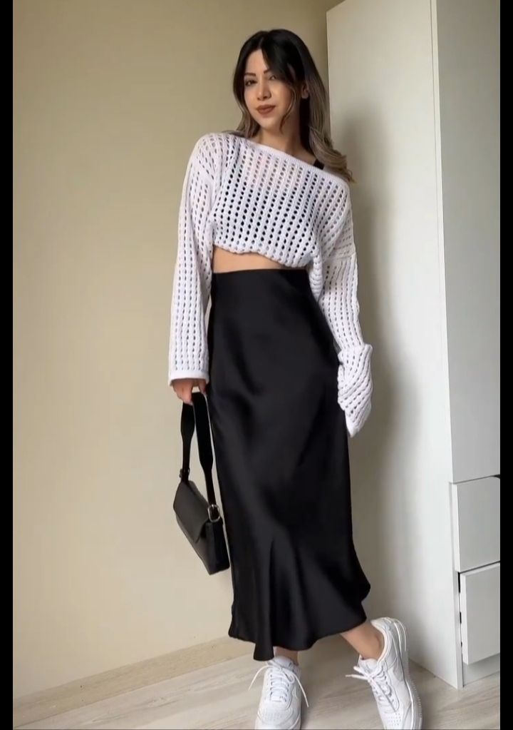 black satin skirt outfit ideas 0021