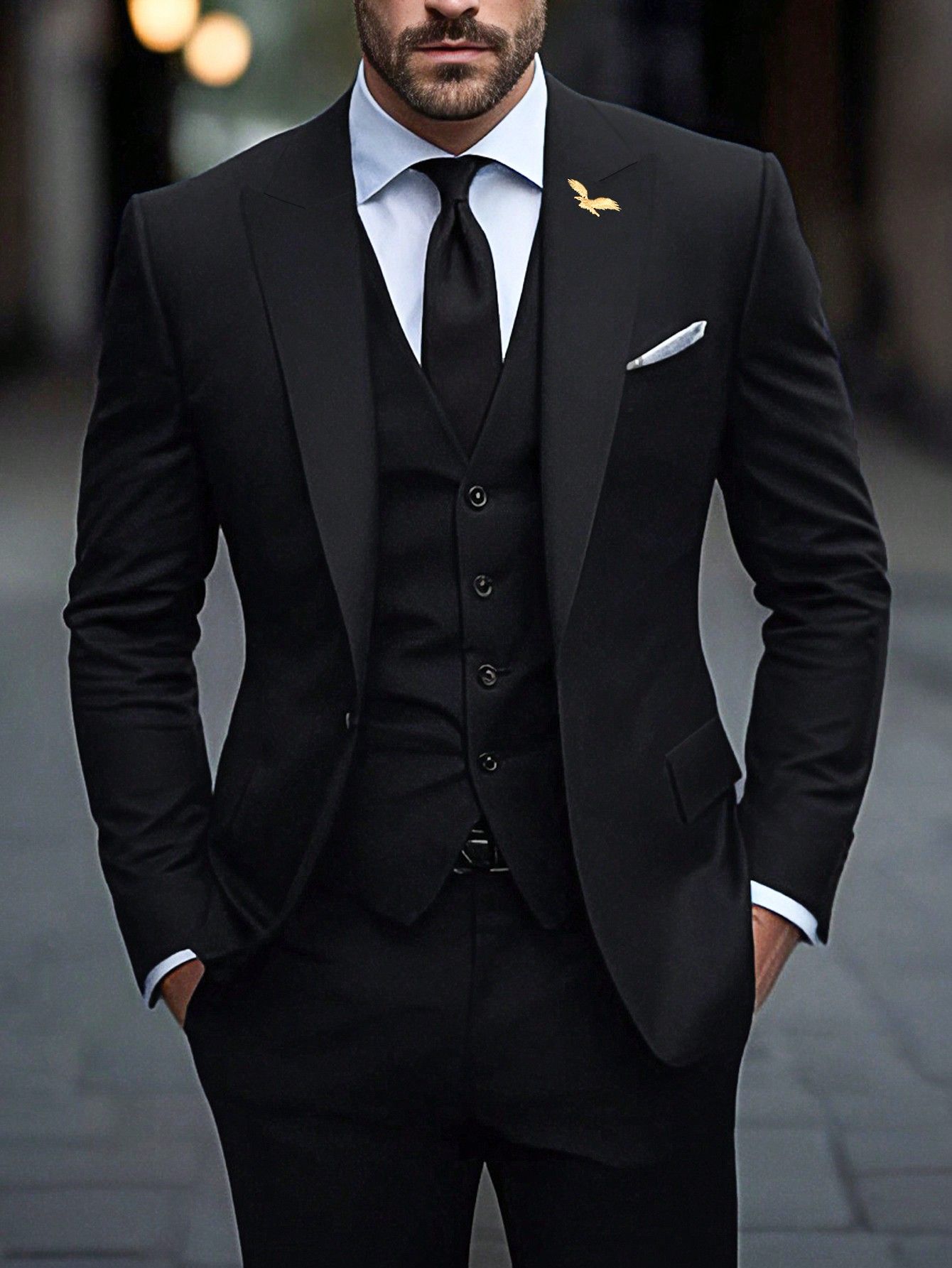 black suit outfit ideas 0040