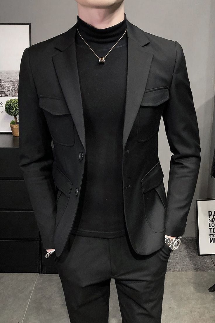 black suit outfit ideas 0087