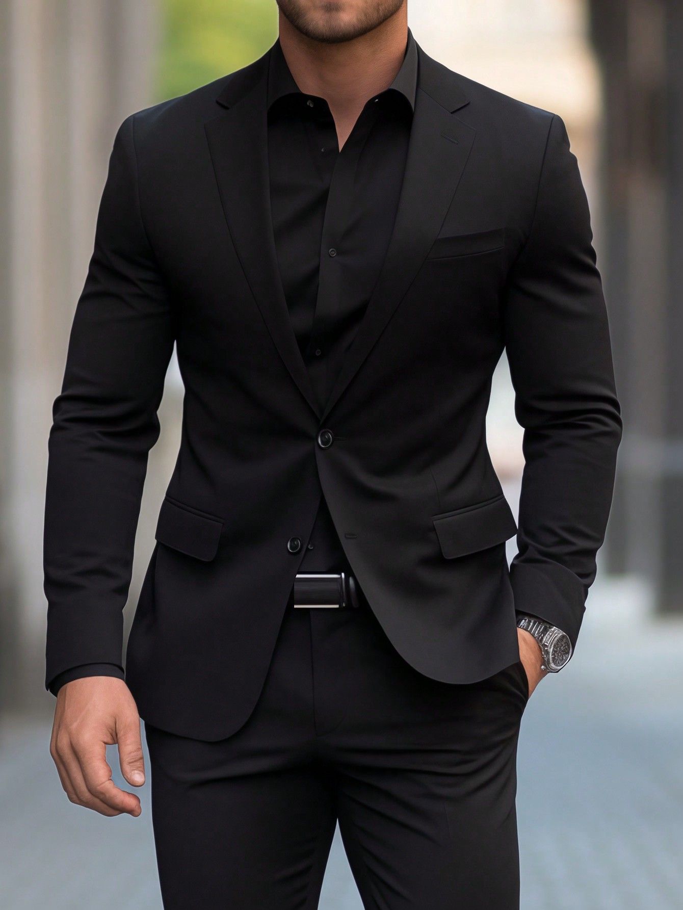 black suit outfit ideas 0088