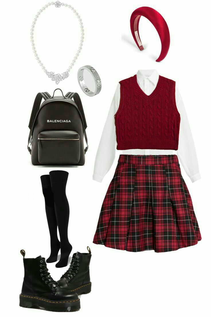 black white and red outfit ideas 0016