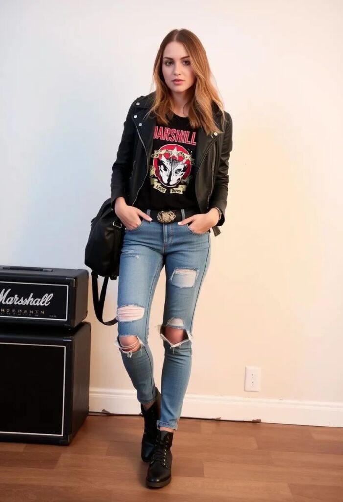 bohemian female Rockstar outfit ideas