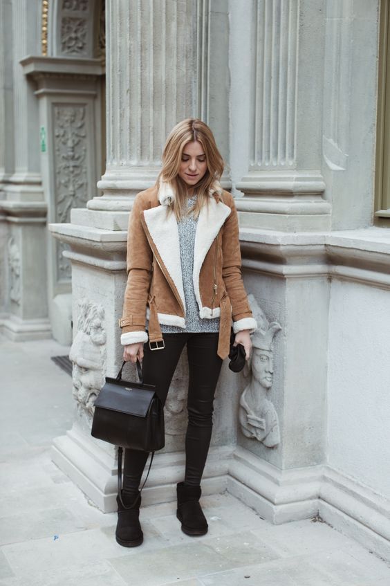 brown fur vest outfit ideas 0038