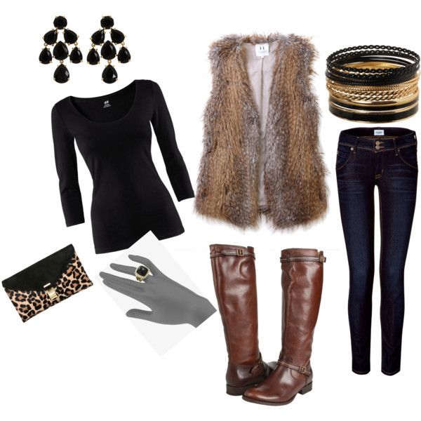 brown fur vest outfit ideas 0058