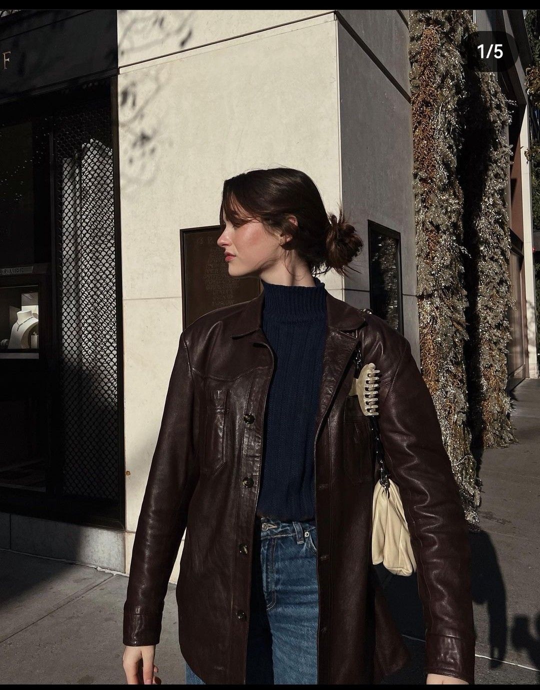 brown leather jacket outfit ideas 0010