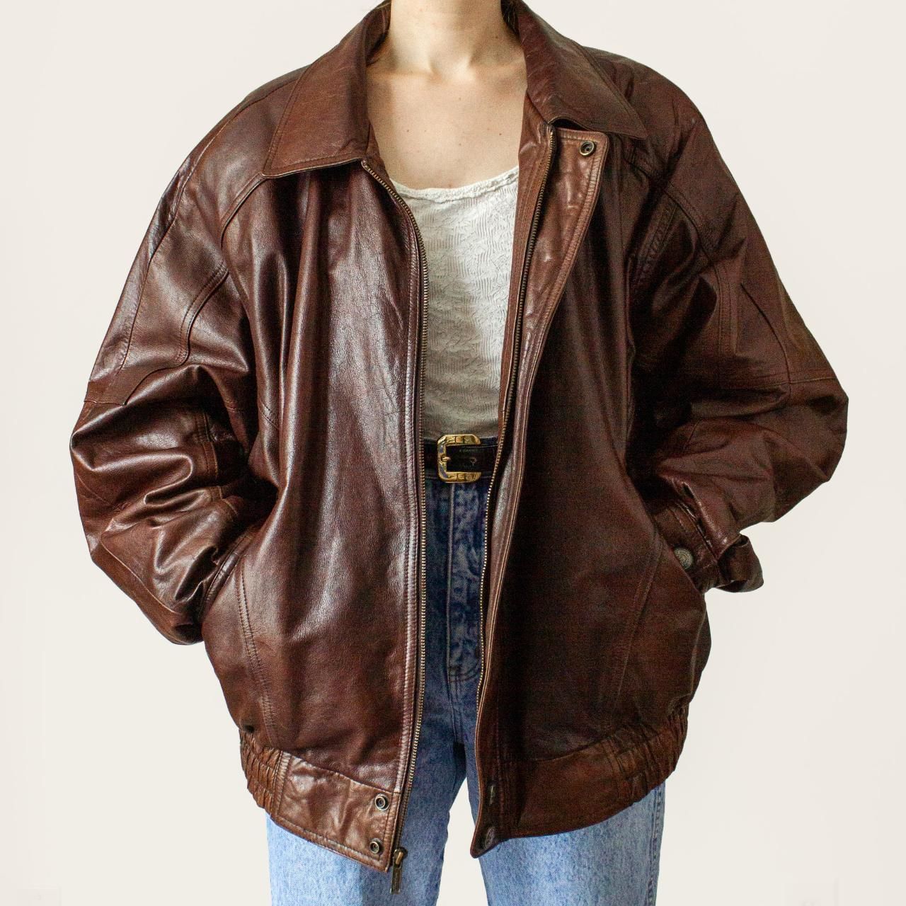 brown leather jacket outfit ideas 0042