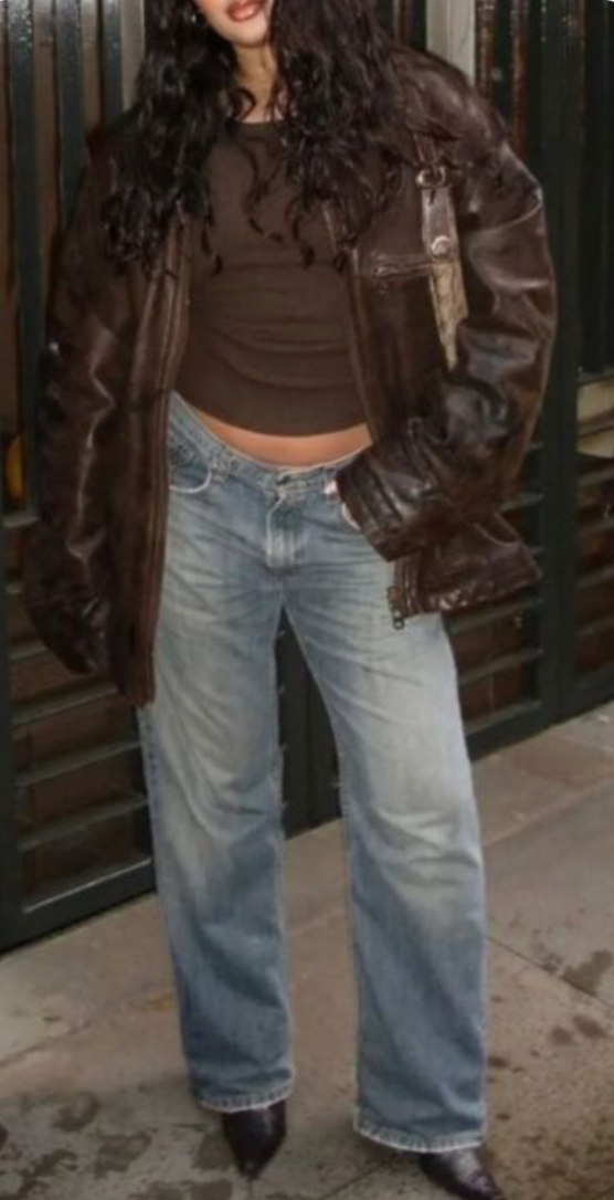 brown leather jacket outfit ideas 0072