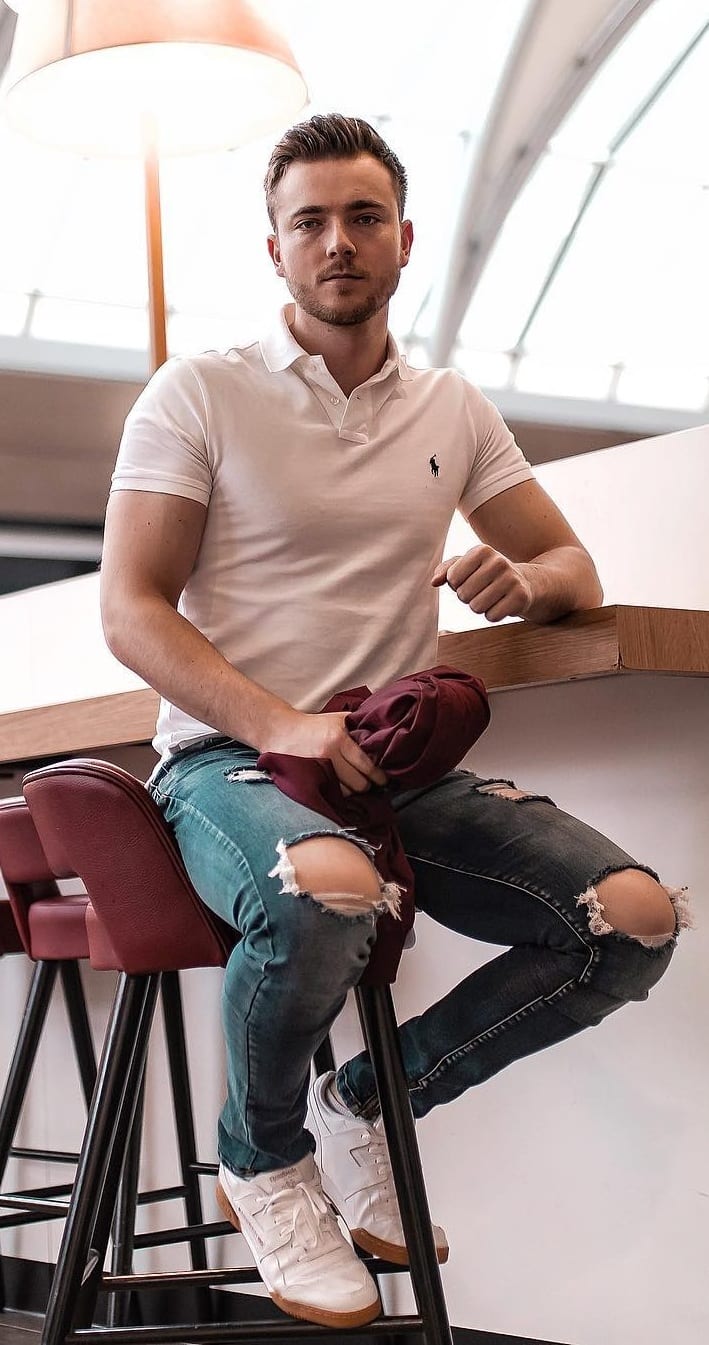 business casual polo shirt outfit ideas male