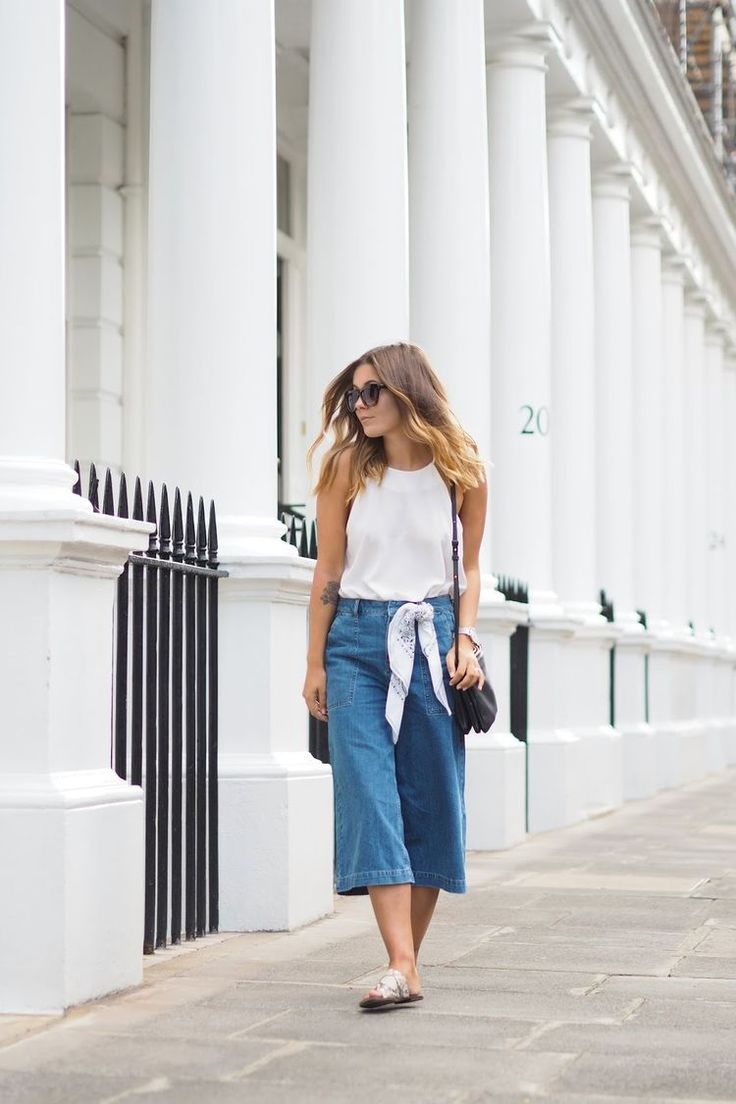 casual chic denim culottes looks