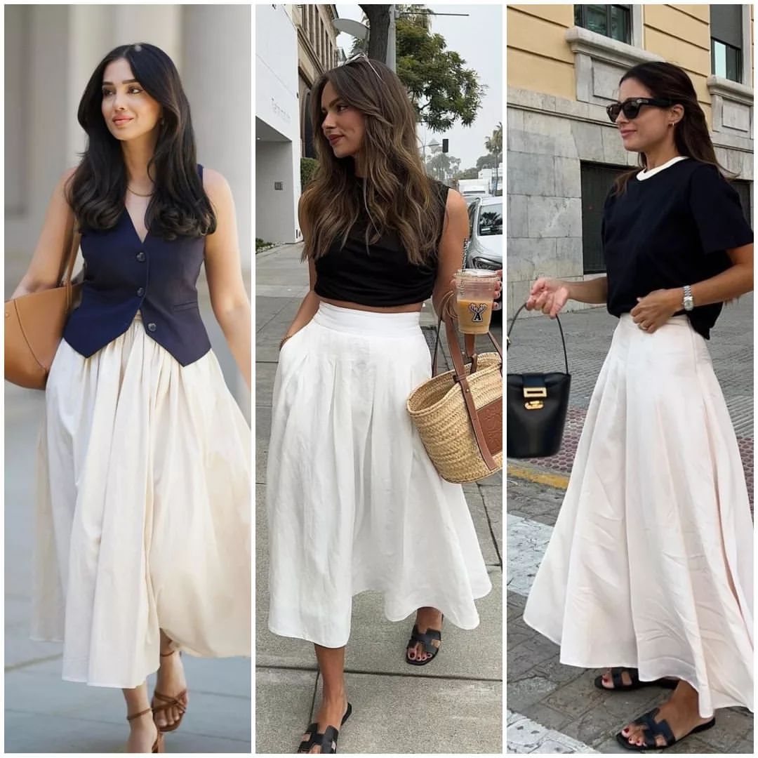 chic A line skirt outfit ideas for work