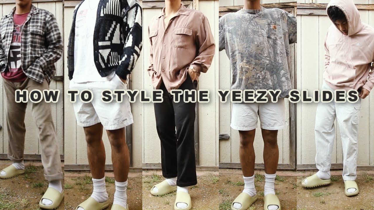 chic attire using Yeezy slides