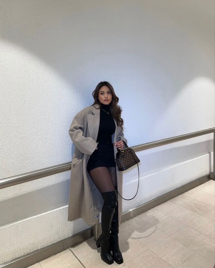 chic black long boots ensemble ideas