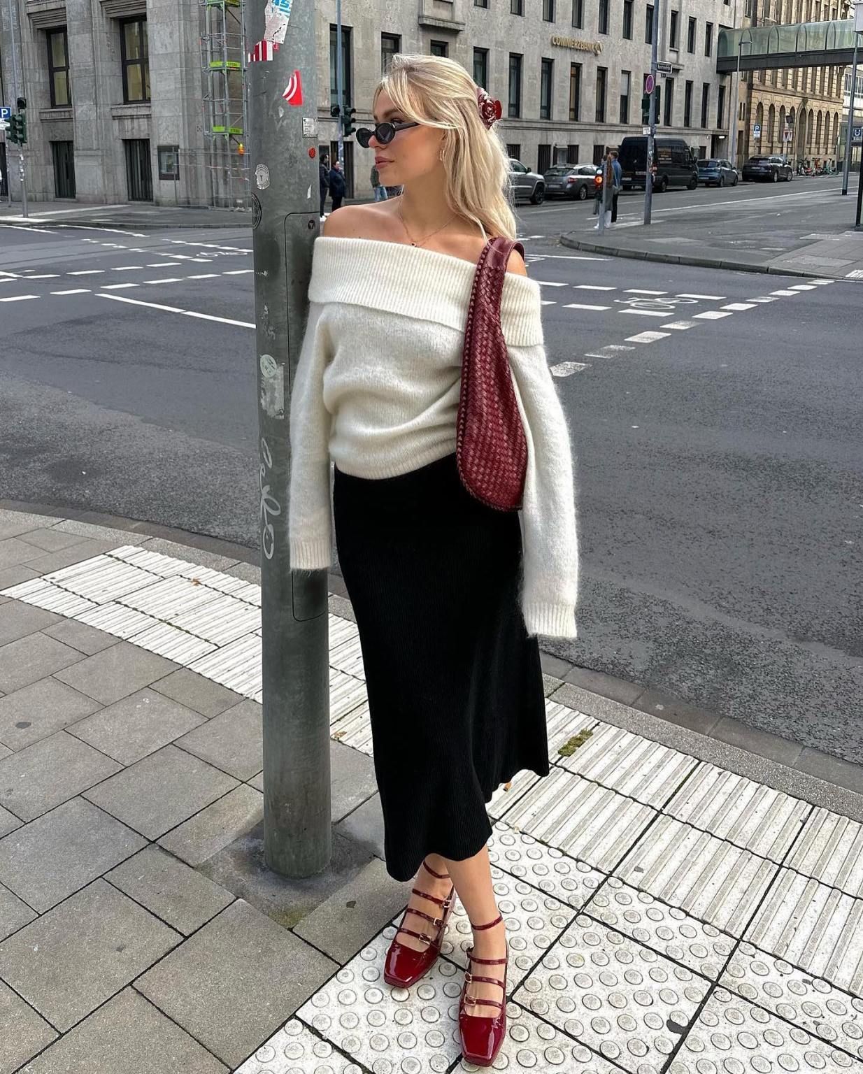 chic black white and red outfit ideas