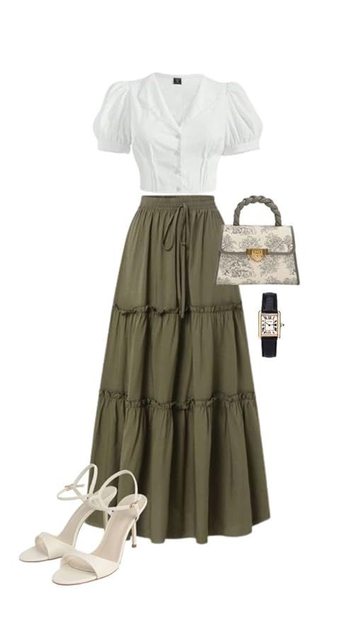 chic green skirt outfit inspirations