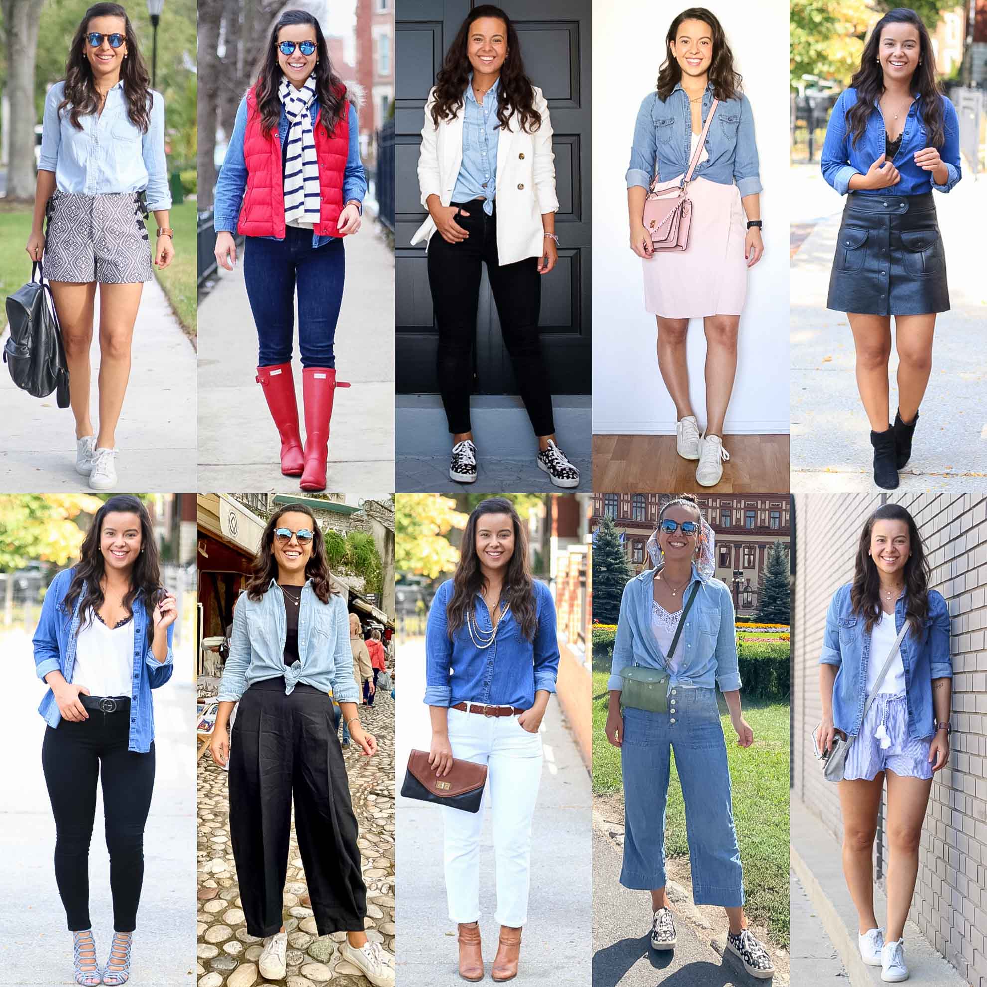 chic jean shirt outfit styles