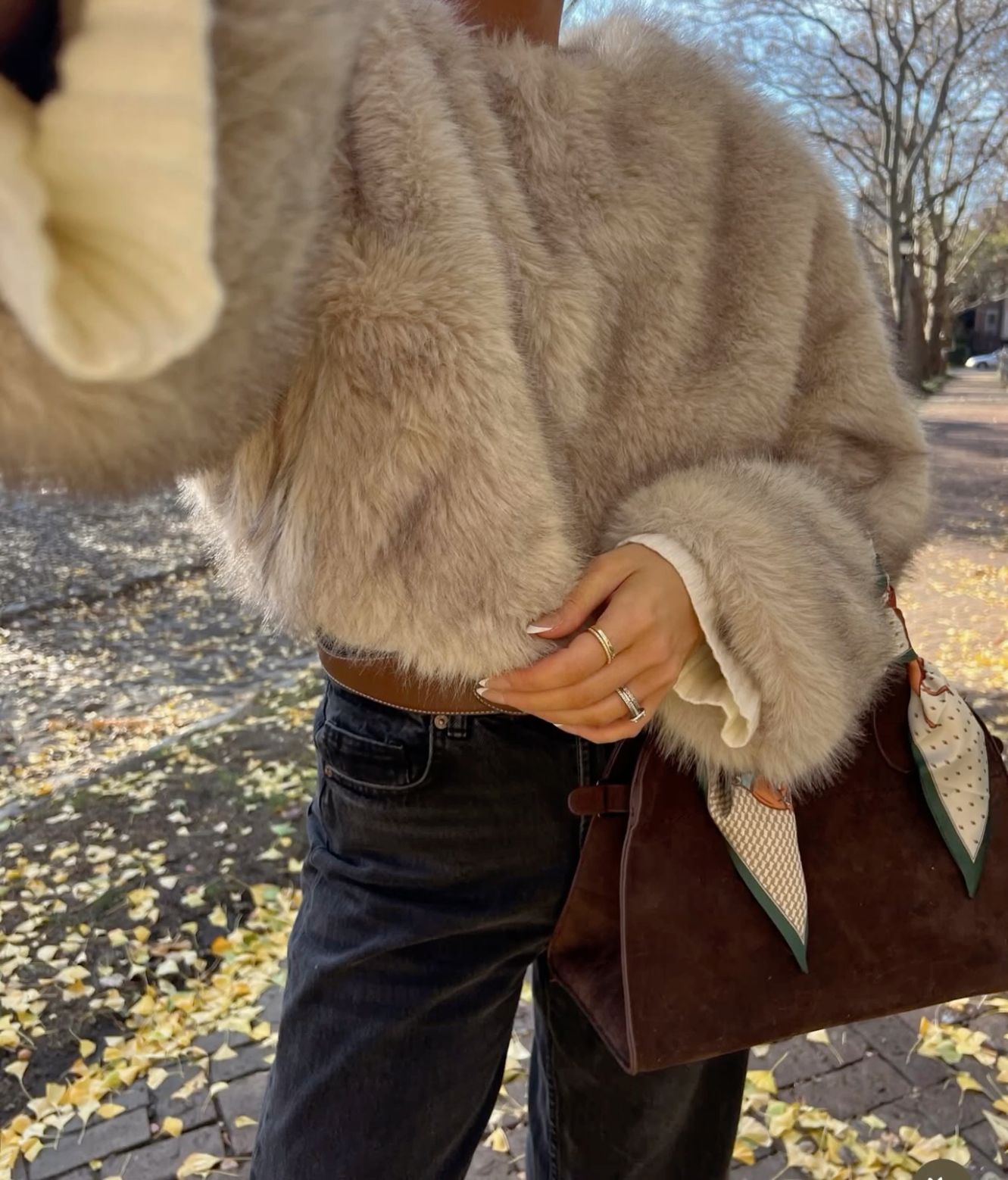 chic looks featuring a brown fur vest