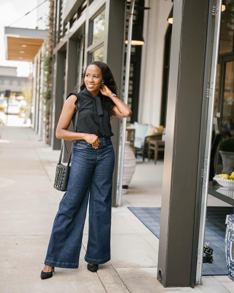 chic looks featuring wide leg jeans