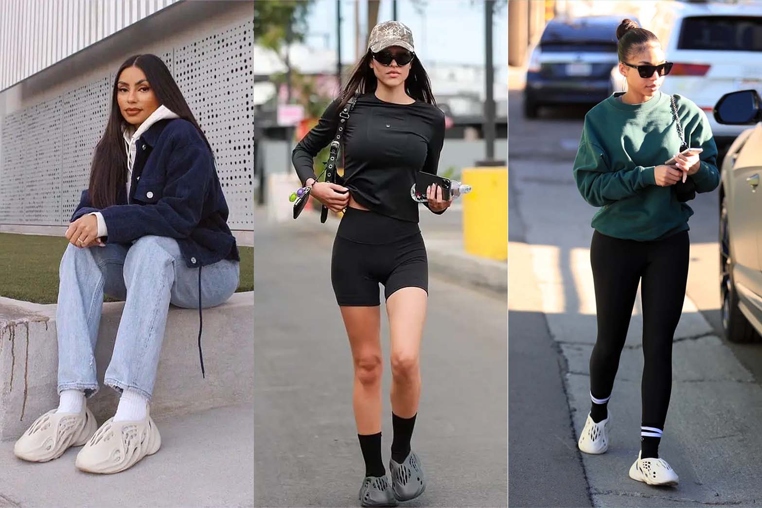 chic outfit ideas featuring Yeezy Foam Runners