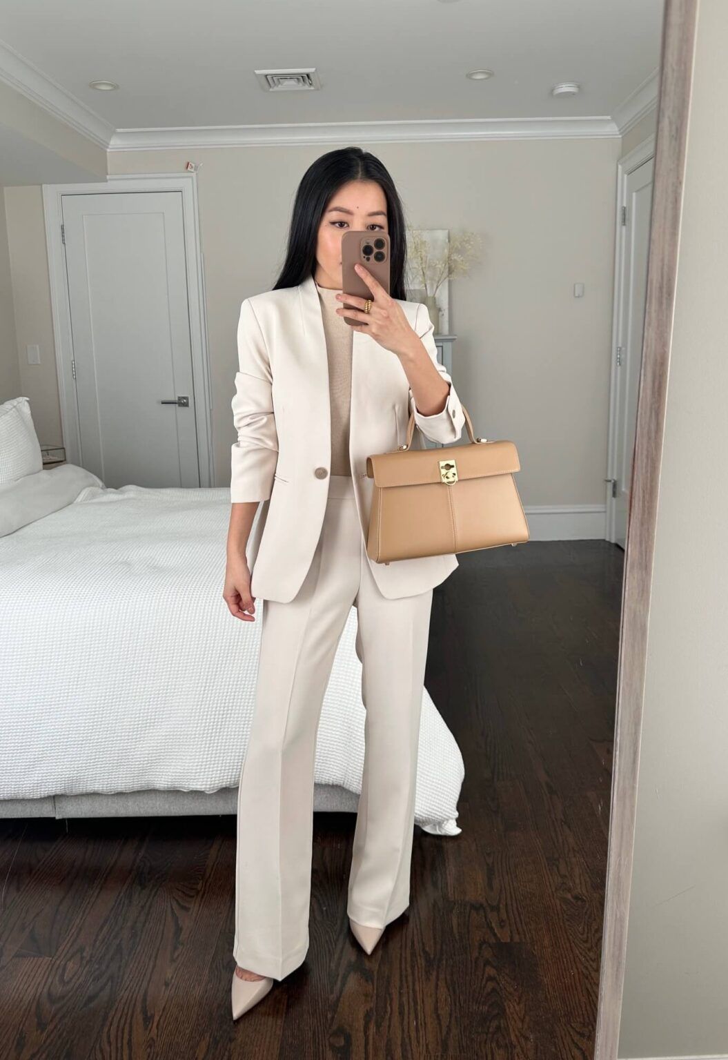 cream blazer outfit ideas for the office