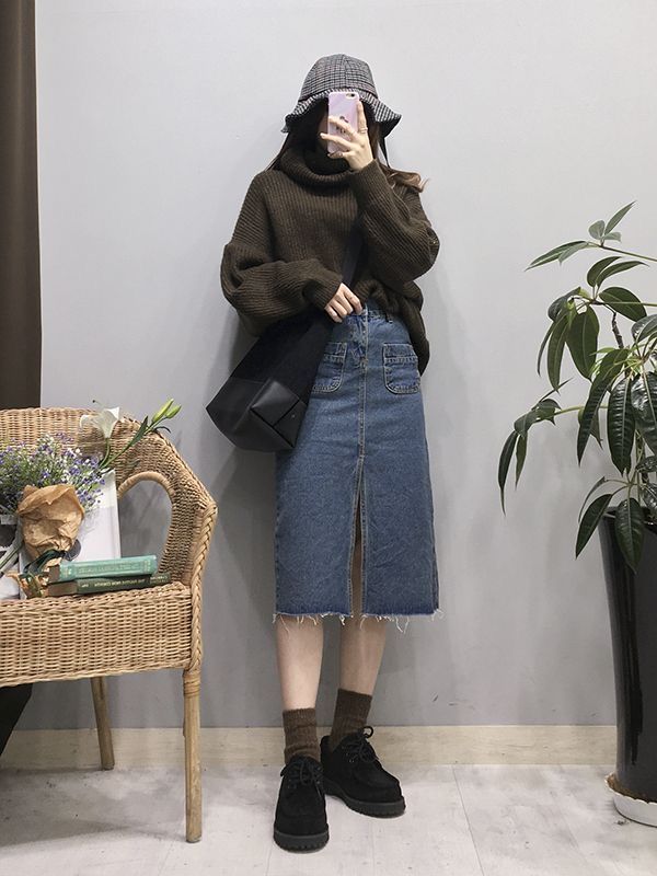 denim skirt outfit ideas 0062