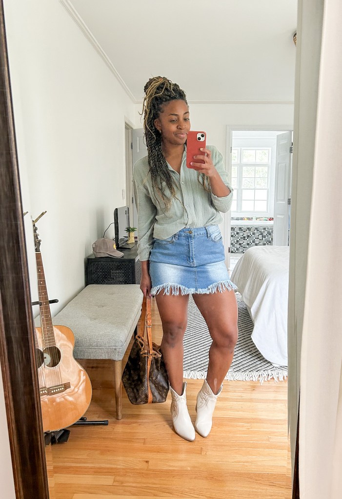 denim skirt outfit ideas 0019