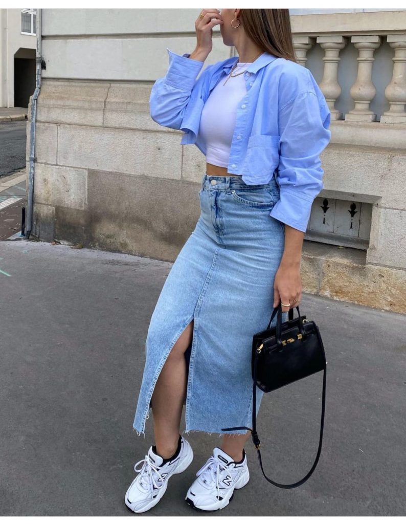 denim skirt outfit ideas 0063